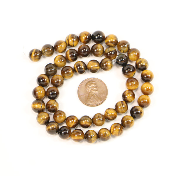 Tiger Eye, Round, 8mm Beads on 16-inch Strands