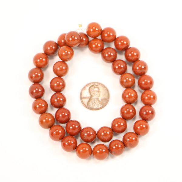 Red Jasper, Round, 10mm on 16-inch Strand