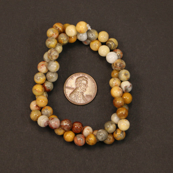 Crazy Lace Agate, Round, 6mm Beads on 16-inch Strand