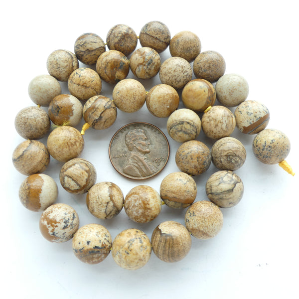 Picture Jasper, Round, 10mm on 16-inch Strands