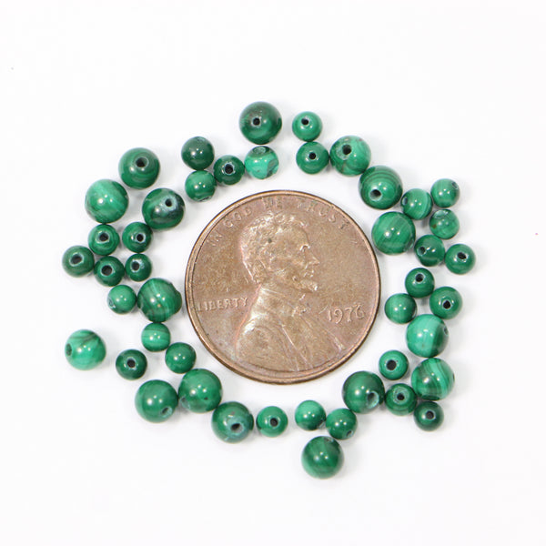 Malachite, Mini Beads 2-4mm Round, Small Set