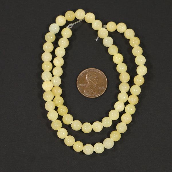 Yellow Calcite, Round, 6mm on 16-inch Strands