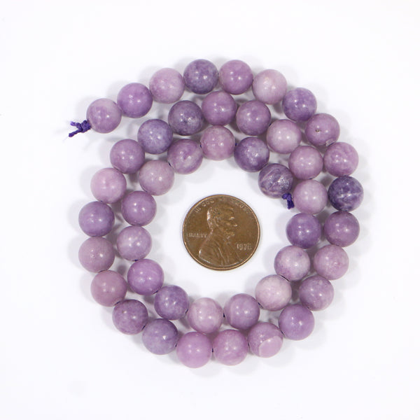 Lepidolite, Round 8mm on 16-inch Strands, Medium Lavender Color