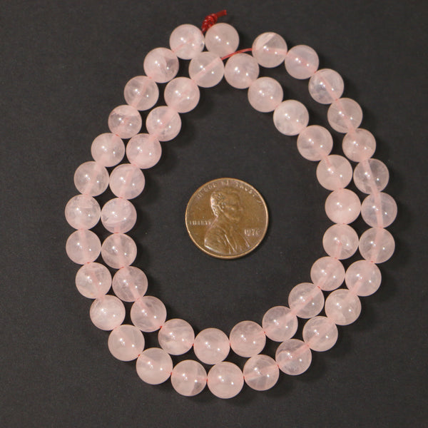 Rose Quartz, Round 8mm, Light Translucent Pink on 16-inch Strands