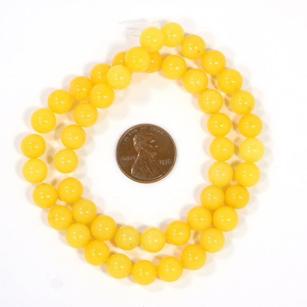 Yellow Jade, Round, 8mm on 16-inch Strand