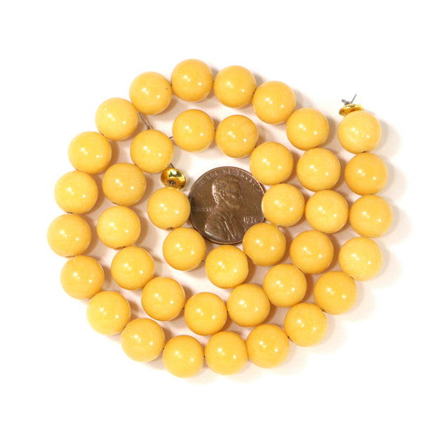 Yellow Jade, Round, 10mm on 16-inch Strand