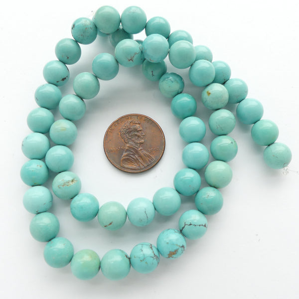 Turquoise, Round, 8mm on 16-inch Strand