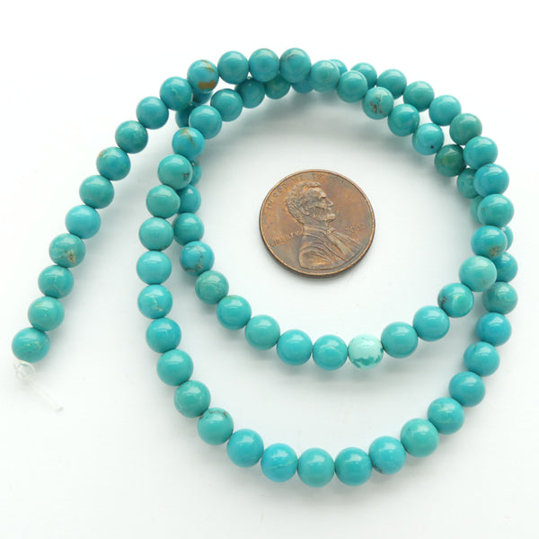 Turquoise, Round, 5mm on 16-inch Strand