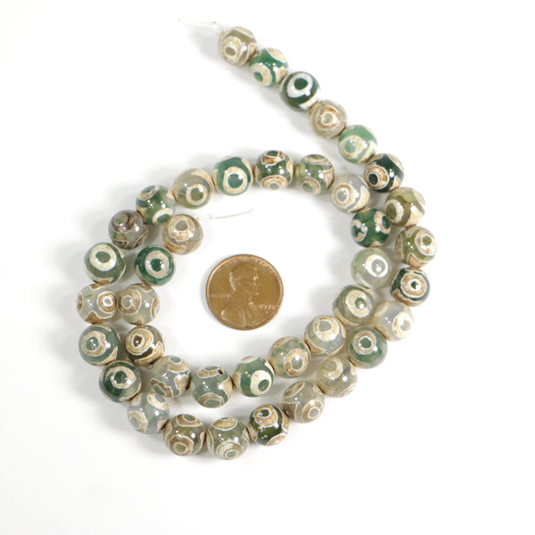 Agate, Dzi Imitation Eye Beads Round, 10mm on 15 1/2-inch Strand