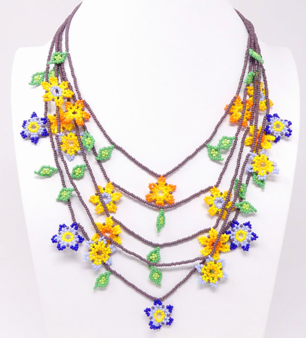 Floracita Multi-Strand Necklace, Bright Flowers with Purple, 28 inches