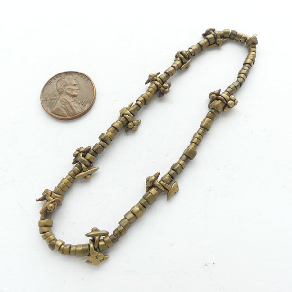 Brass, Gond Antique Beads and Mini Pendants, 8-inch Strand
