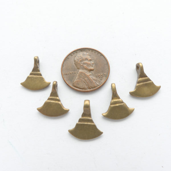 Charms, Brass, Mini Stupa Shaped Pendants, 12x12mm, Sold by the Pair