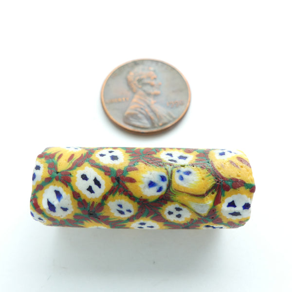 Millefiori Trade Beads, Very Unusual Design with Little Faces??, 31x13mm