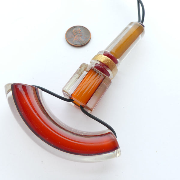Necklace Extra Large Cased Glass Beads, Center Bead is 3 inches long