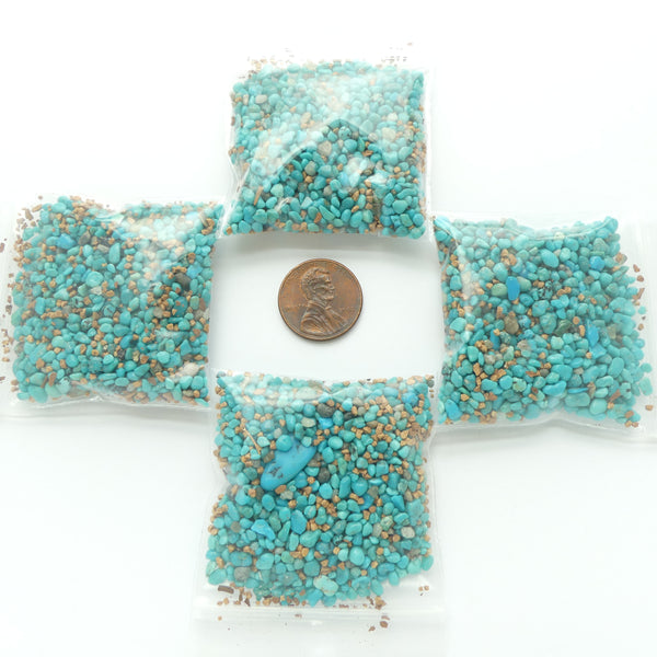 Turquoise, Tiny Chips with No Holes, Sold in 2x2 Bags of 20grams each