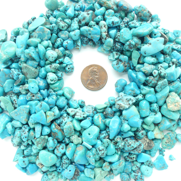 Turquoise, Small Nuggets and Chips, No Holes, Sizes Vary, 30 gram Bags