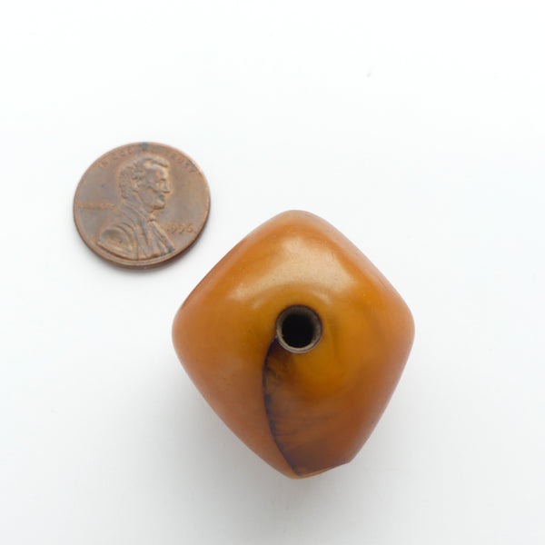 African Amber, Antique Rare Diamond Shape, Rich Dark Colors 2 Holes, 30x27mm