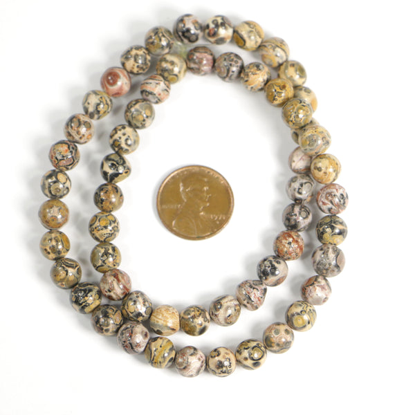Leopard Jasper, Round, 7mm on 16-inch Strand