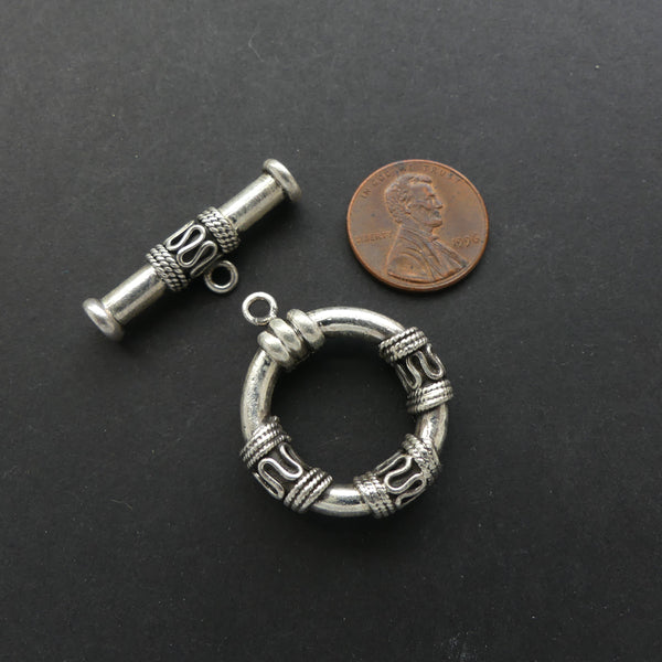 Clasp, Toggle, Indian Sterling Silver, 26mm Diameter