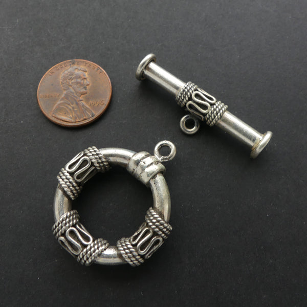 Clasp, Toggle, Indian Sterling Silver, 26mm Diameter