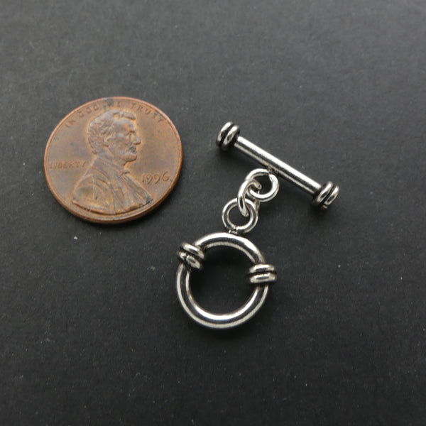 Clasp, Toggle, Indian Sterling Silver, 12mm Diameter