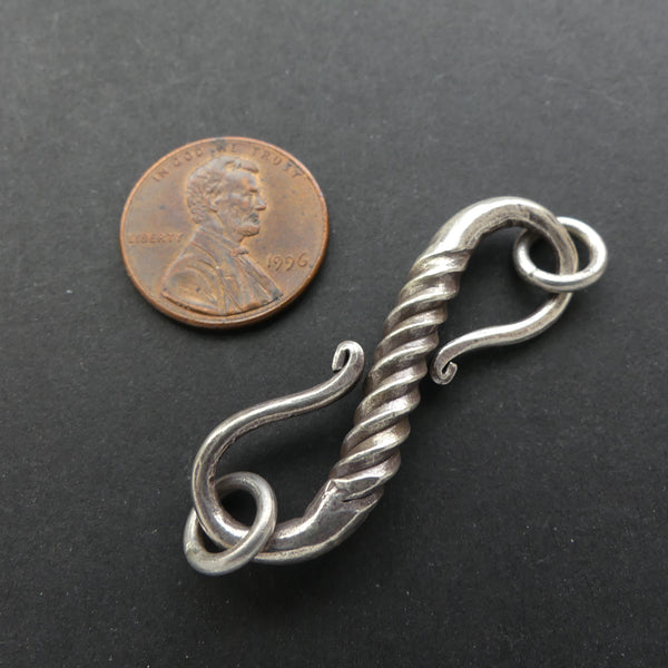 Clasp, Large "S" Hook, Vintage Indian Silver, 2-inch Long