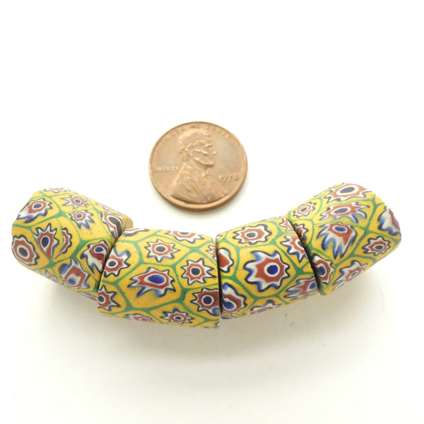 Millefiori Antique Venetian Trade Beads, Chunky Short Tubes about 15x15mm, Sets of 4