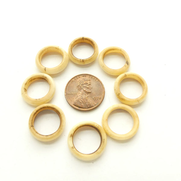 Bone, Rings Carved, Indian, Child Size, 11mm Outer diameter, Sold by Sets of 3