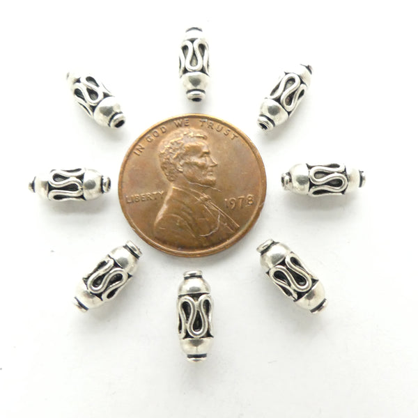 Indian Silver Mini Tubes with Wavy Designs, 11x4mm, Sold Individually