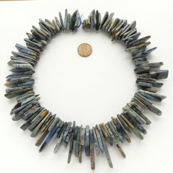Jasper, Irregular Rectangles, Top Drilled, Graduated Largest 3x43mm on 17-inch Strand