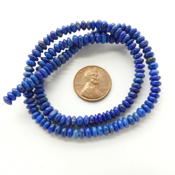 Lapis Lazuli, Rondelles 3x5mm on 16-inch Strand