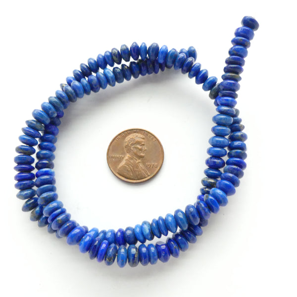 Lapis Lazuli, Rondelles 3x6mm on 16-inch Strand