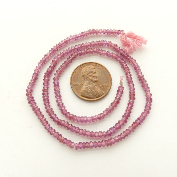Garnet, Rhodolite, Faceted Rondelles, 1.5x2.5mm on 15-inch Strand