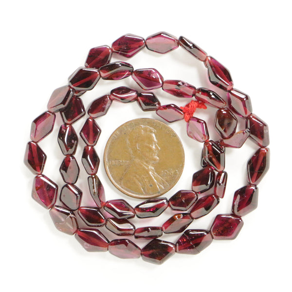 Garnet, Diamond Shape Beads 7x4mm, on 15-inch Strand