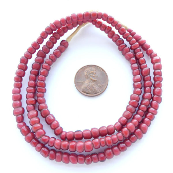 White Hearts Antique 4-5mm Beads on 24-inch Strand