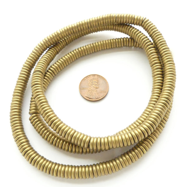Brass, Heishi 7mm Diameter on Long 30-inch Strand