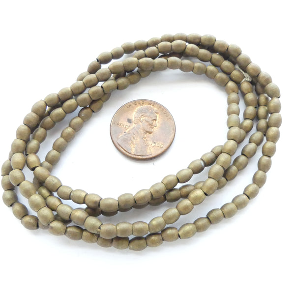 Brass, Dark Antique Color, Ovals 5x4mm on Long 28-inch Strand