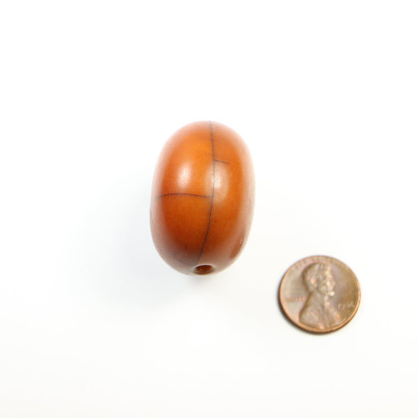 African Amber, Large Rich Dark Caramel Brown Bead, 24x36mm
