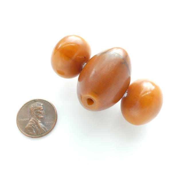 African Amber, Diamond & Two Oblates, Coordinating Colors and Shapes, Set of 3