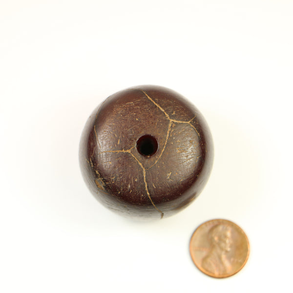 African Amber, Giant, Dark Reddish Crackled Bead, 35x41mm