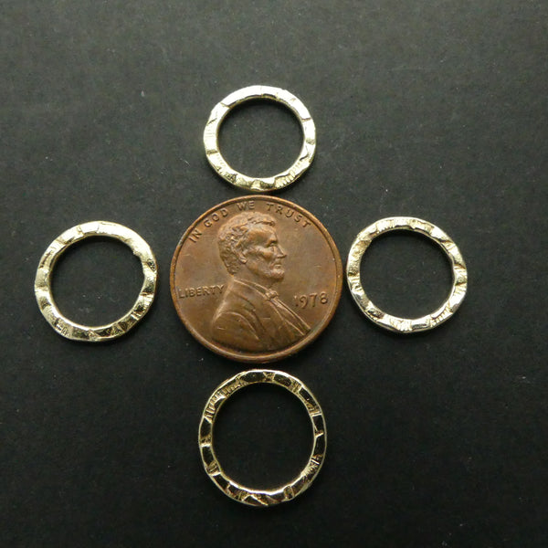 Rings, Cast Gold Plated, 14mm Diameter, Sold by Sets of 4