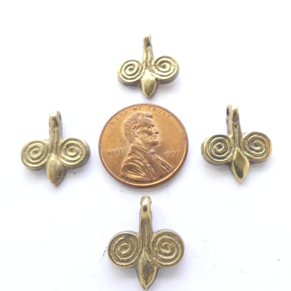 Brass, Indian Charms 14mm, Sold by the Set of 4