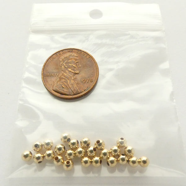 14k Gold Filled Round 3mm Beads, Package of 25