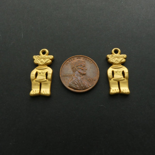 Gold Plated, Pre-Columbian Reproduction Female Figure Pendant, 24mm, Sold Individually