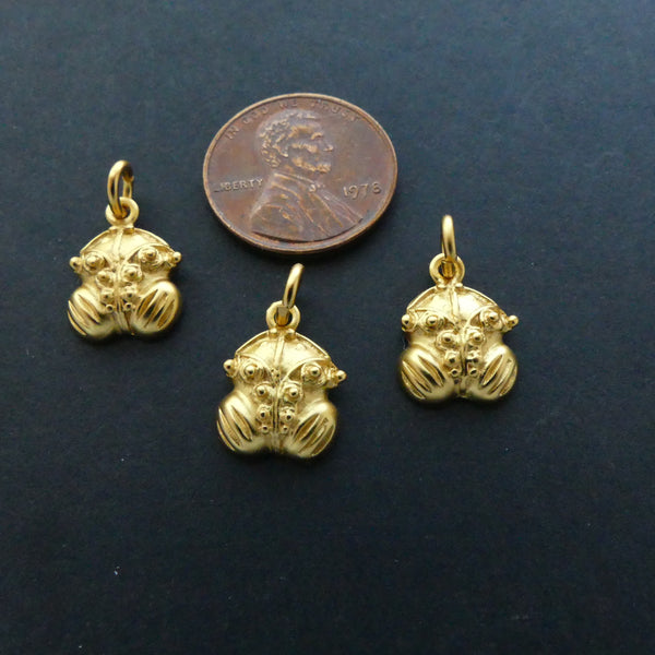 Gold Plated, Pre-Colombian Reproduction Frog/Toad Mini Pendant, 17mm, Sold Individually