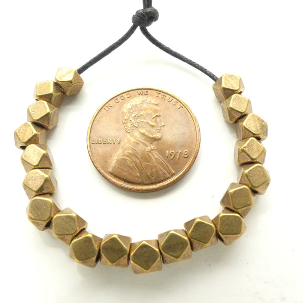 Brass, Antique Brass Color Cornerless Cubes 4x4mm, Sold in Sets of 20