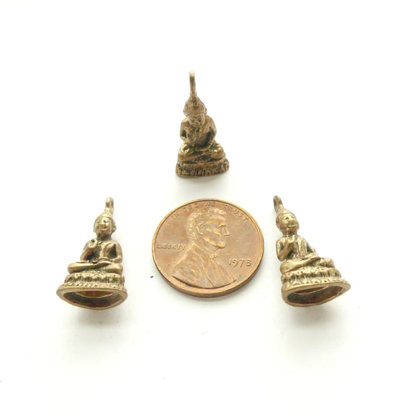 Brass, Pendants/Statuettes, Dual Purpose Thai Style Buddhas, 20mm Tall, Sold IndividuallyT