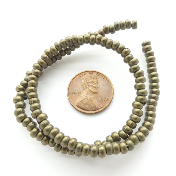 Brass, Antiqued Small Oblates, 4mm Diameter on 12-inch Strands