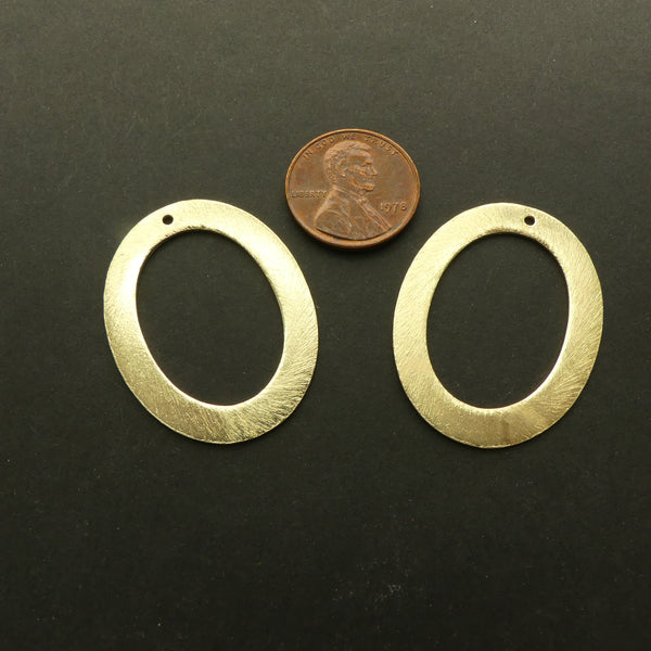 Brushed Gold Finish Earring/Pendant Parts, Flat Oval 36x27mm, Sold Individually