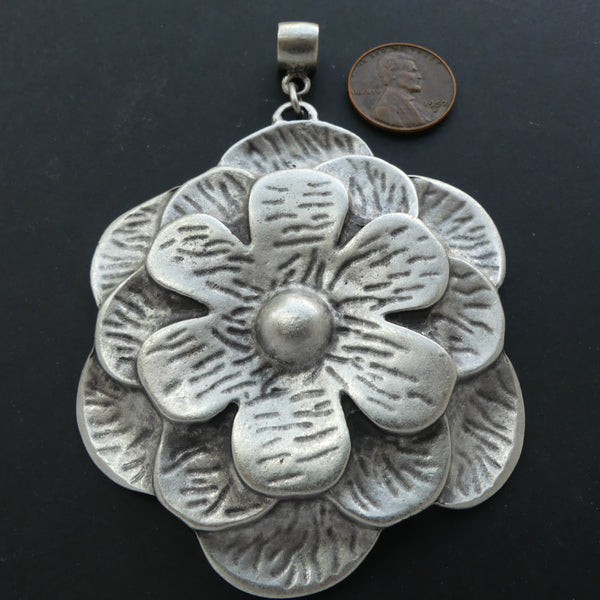 Pendants, Extra Large Flower Petals Design with Large Bail, 3-inch diameter